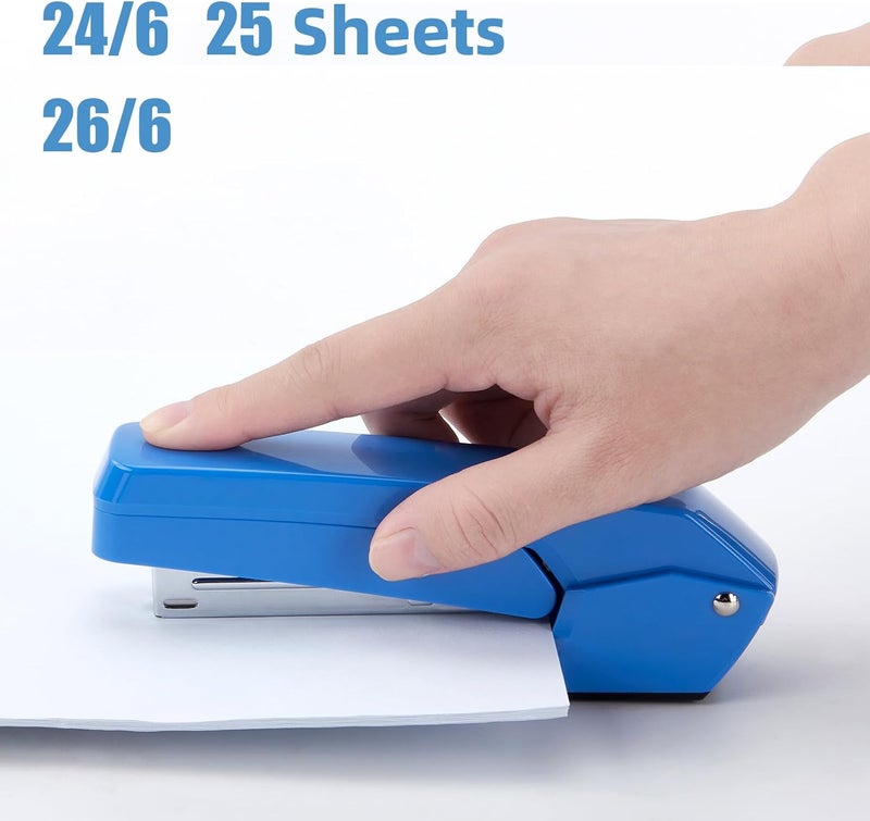 EZWORK Deli/ Swing-Arm Swivel Stapler, 25 Sheets Capacity, 360 Degree Rotate Desk Staplers with 1000 Staples for Booklet or Book Binding, Blue - Image 4